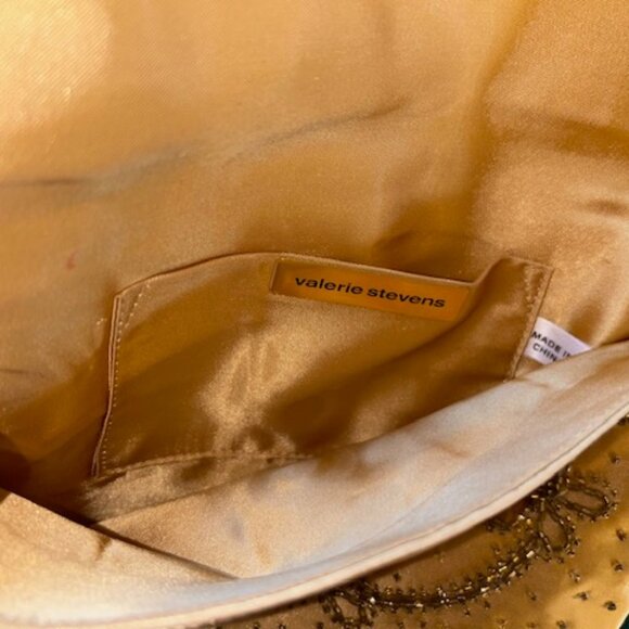 Valerie Stevens Gold Satin Envelope Bag with Beaded Design - Vintage - Picture 7 of 9